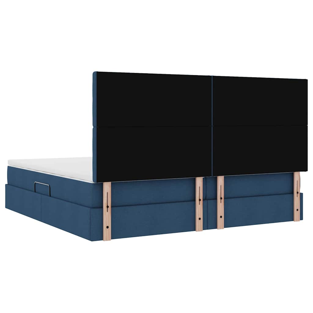 Letto con contenitore LED e materasso Blu 200 x 200 cm Tessuto | homemem39