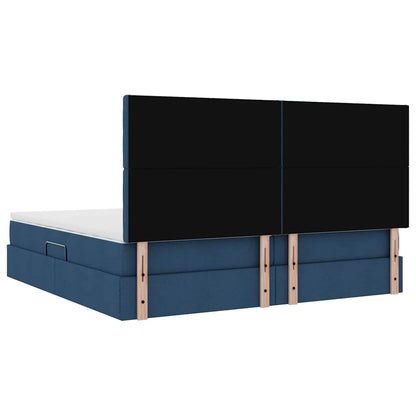 Letto con contenitore LED e materasso Blu 200 x 200 cm Tessuto | homemem39