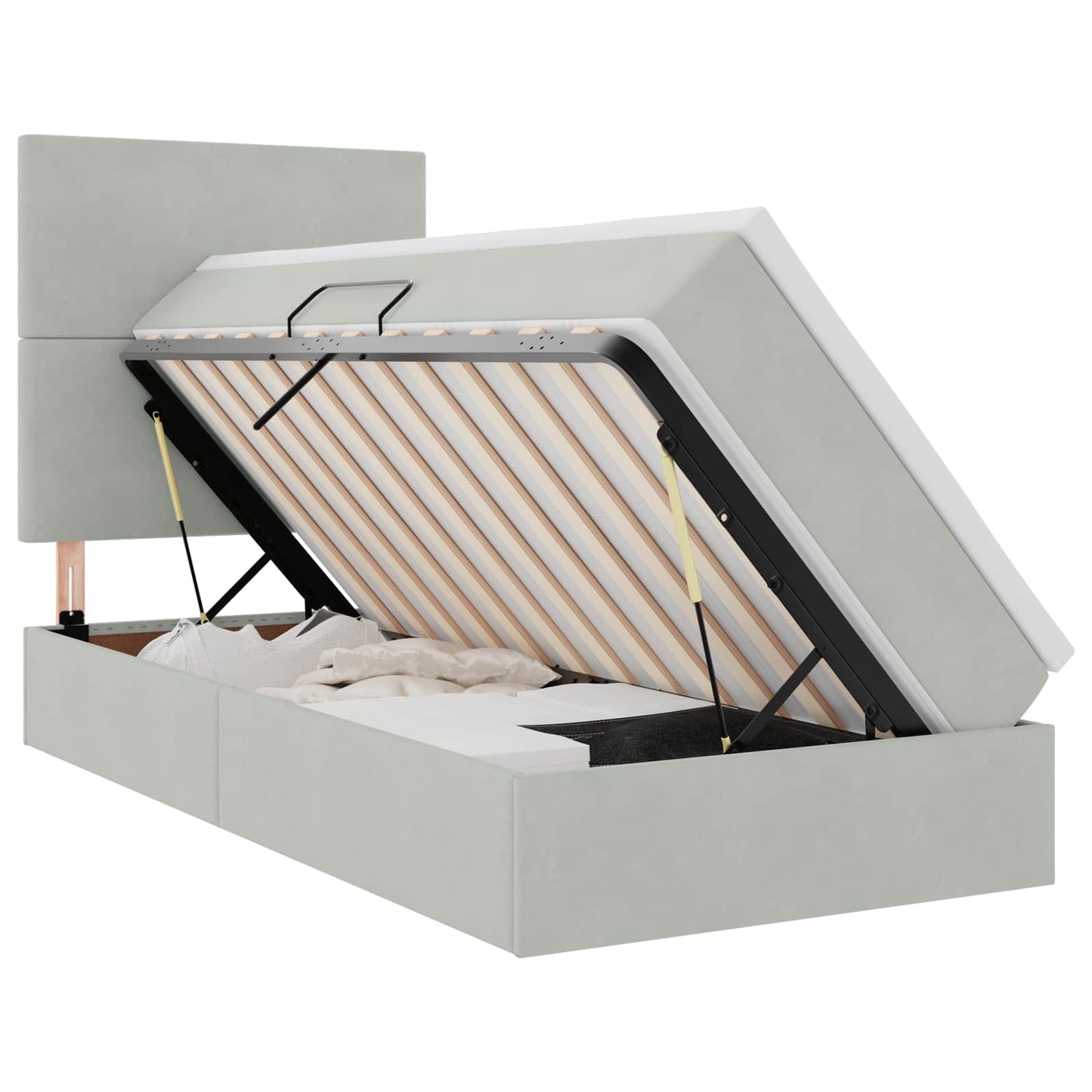 Letto con contenitore LED e materasso Grigio Chiaro 90 x 190 cm | homemem39