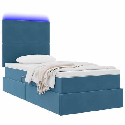 Letto con contenitore LED e materasso Blu Scuro 90 x 200 cm | homemem39