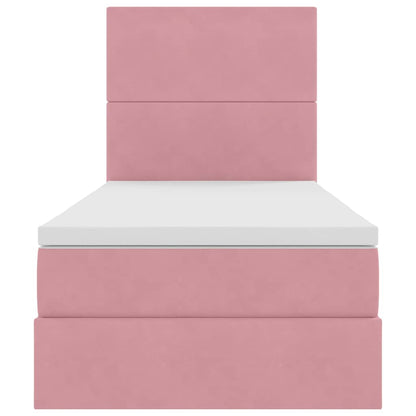 Letto con contenitore LED e materasso Rosa 90 x 200 cm Velluto | homemem39