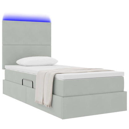 Letto con contenitore LED e materasso Grigio Chiaro | homemem39