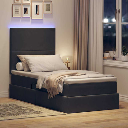 Letto con contenitore LED e materasso Grigio Scuro 100 x 200 cm | homemem39