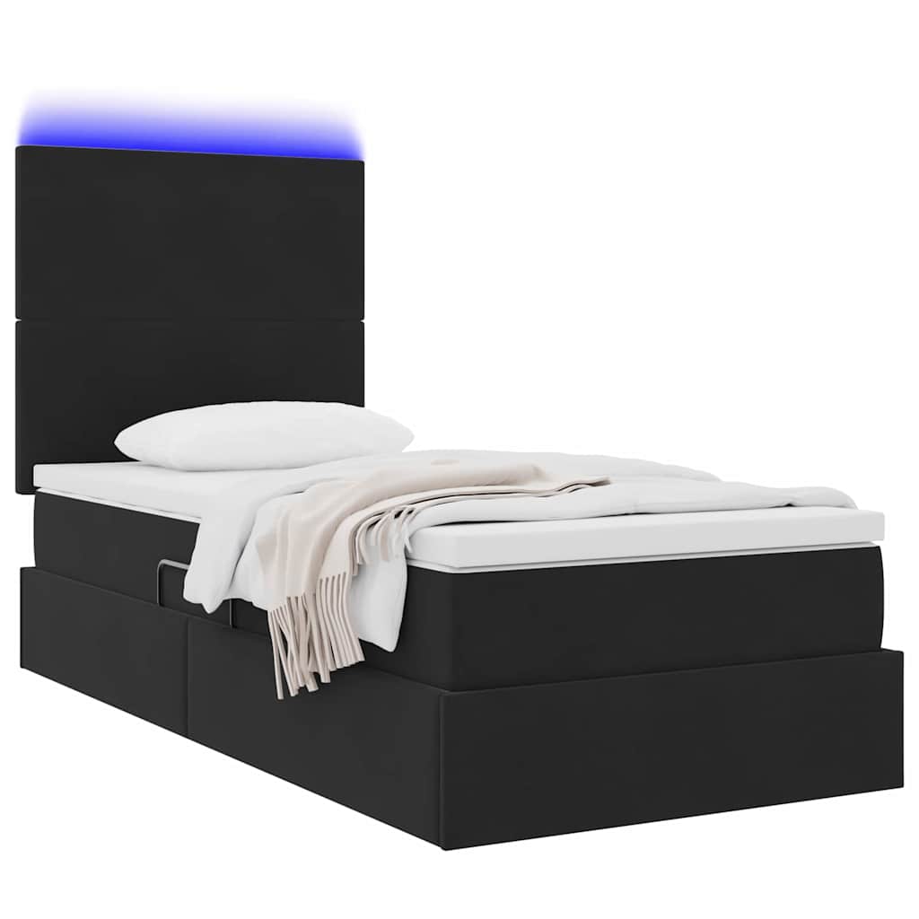 Letto con contenitore LED e materasso Nero 100 x 200 cm Velluto