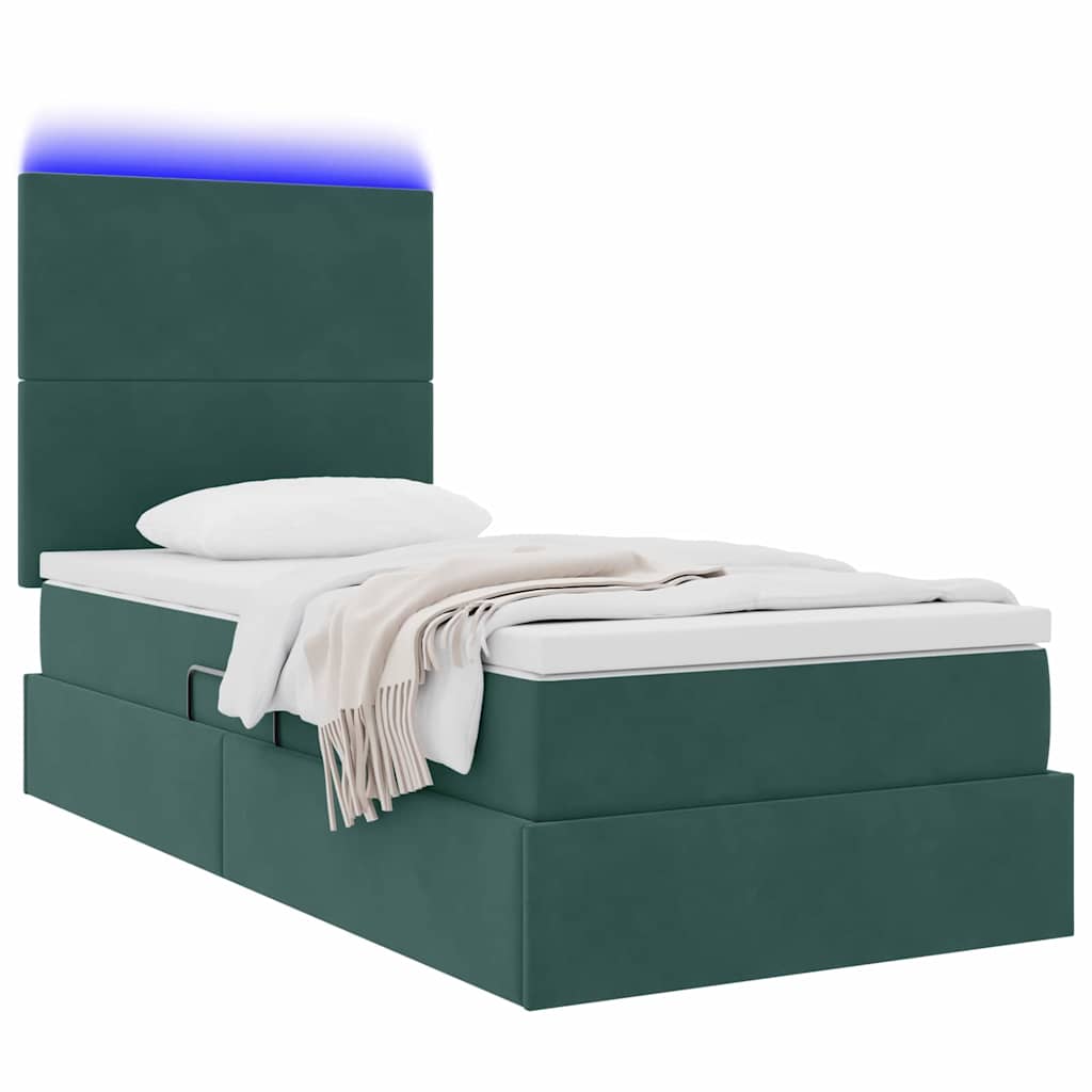 Letto con contenitore LED e materasso Verde Scuro 100 x 200 cm | homemem39
