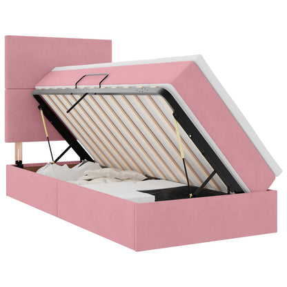 Letto con contenitore LED e materasso Rosa 100 x 200 cm Velluto | homemem39