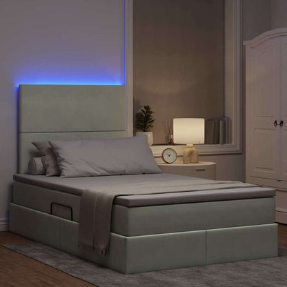 Letto con contenitore LED e materasso Grigio Chiaro | homemem39