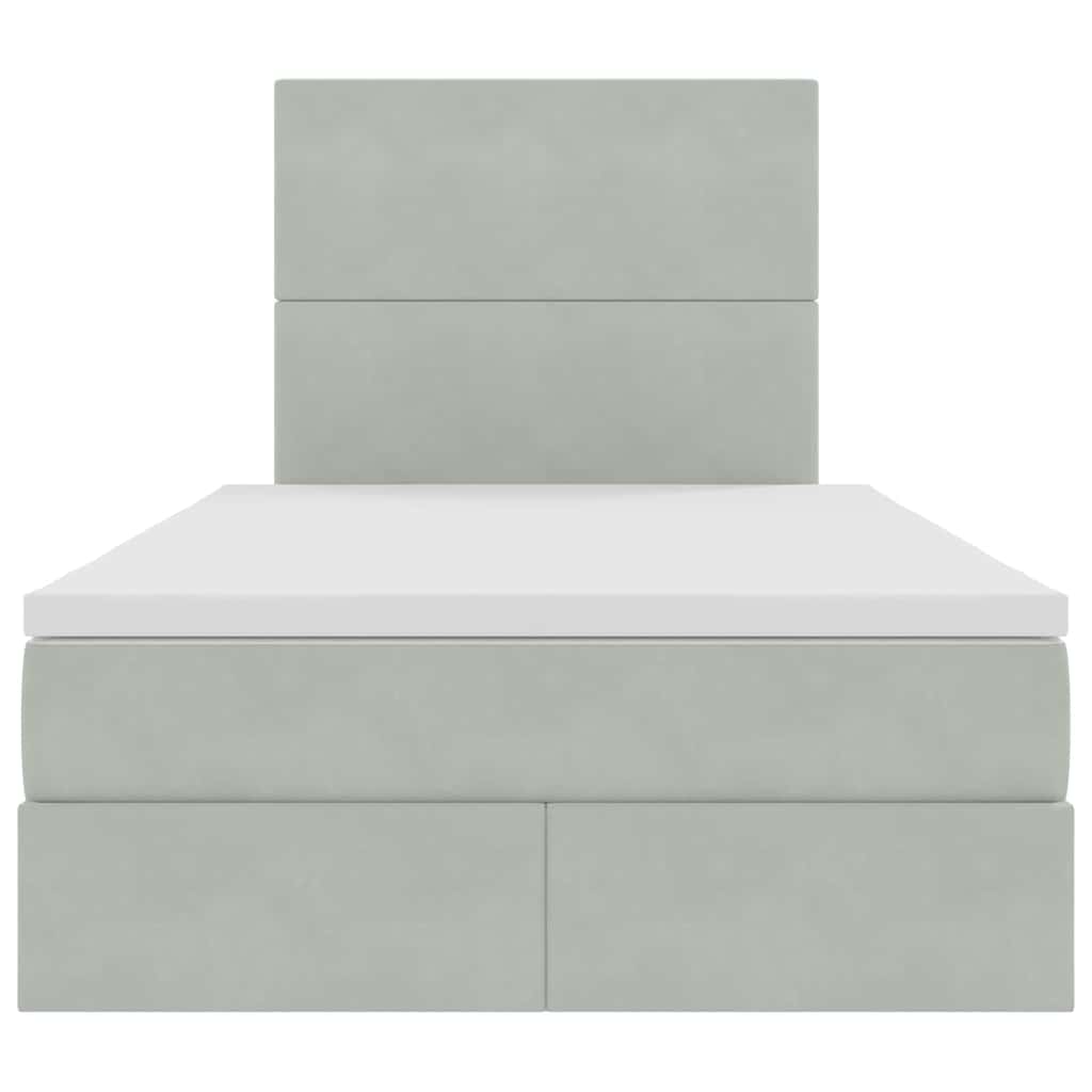 Letto con contenitore e LED Grigio chiaro 120 x 200 cm Velluto