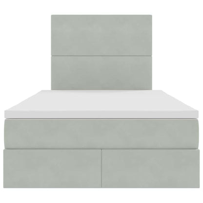 Letto con contenitore e LED Grigio chiaro 120 x 200 cm Velluto