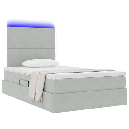 Letto con contenitore e LED Grigio chiaro 120 x 200 cm Velluto