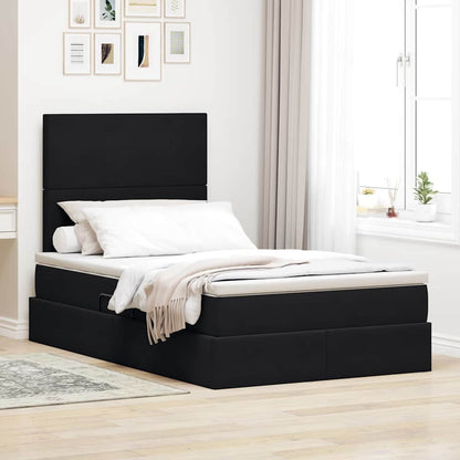 Letto con contenitore LED e materasso Nero 120 x 200 cm Velluto | homemem39