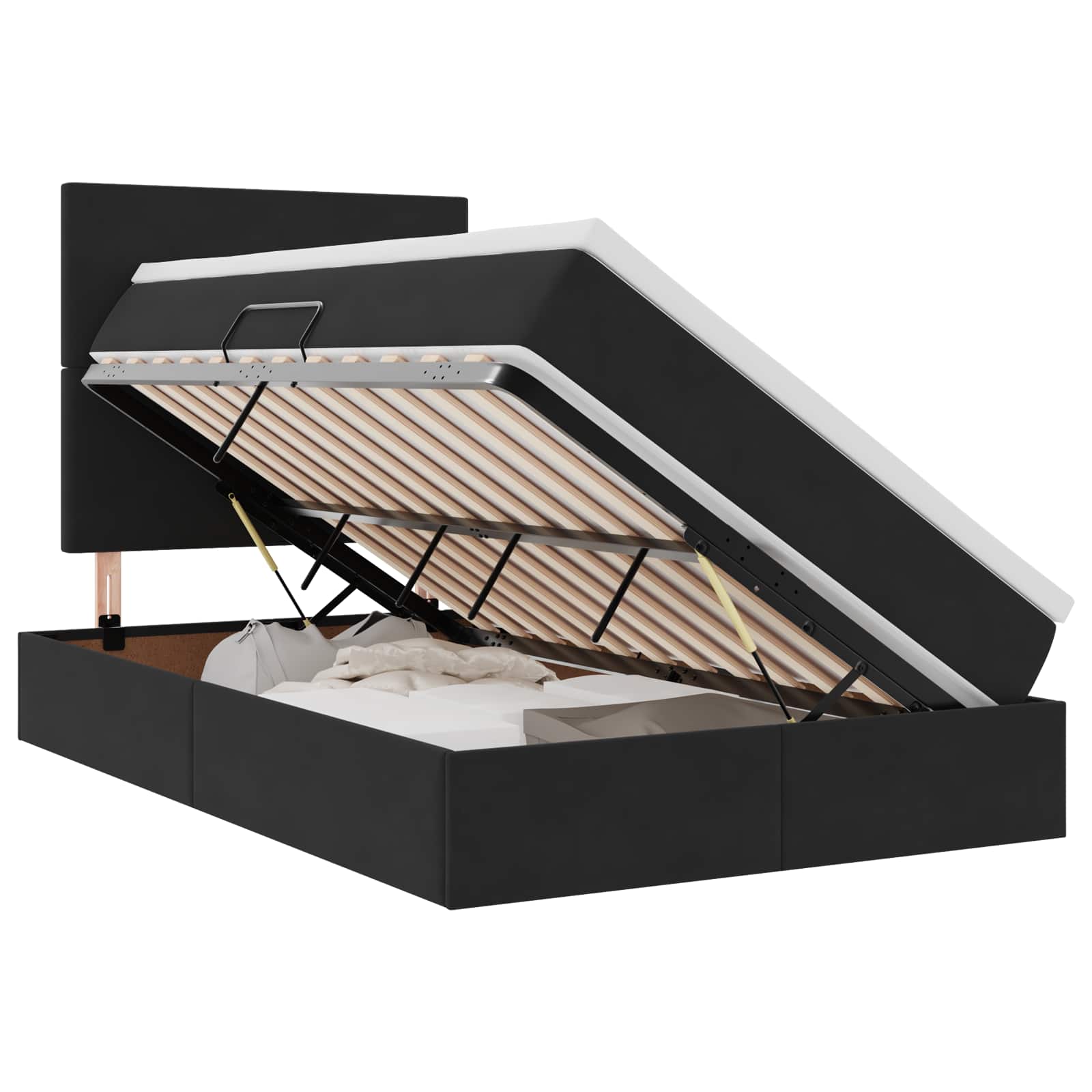 Letto con contenitore LED e materasso Nero 120 x 200 cm Velluto | homemem39