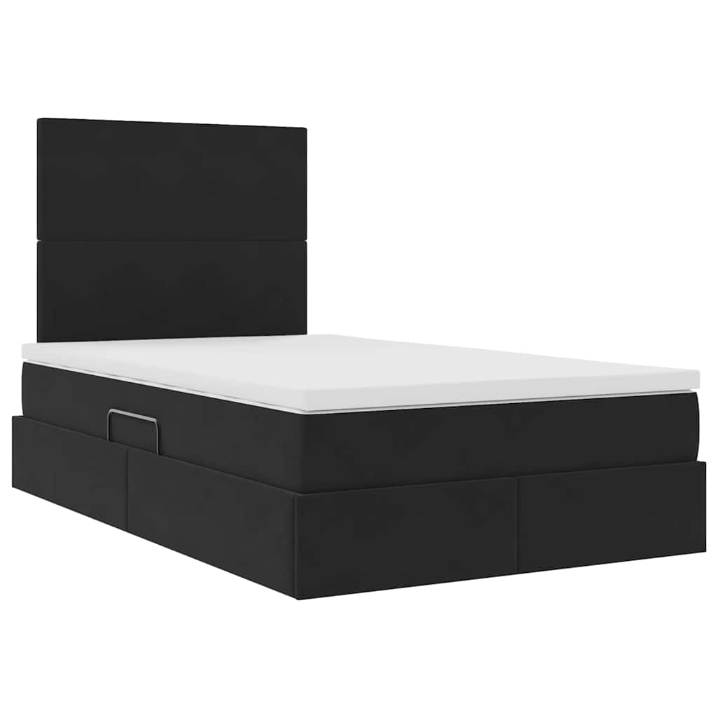 Letto con contenitore LED e materasso Nero 120 x 200 cm Velluto | homemem39