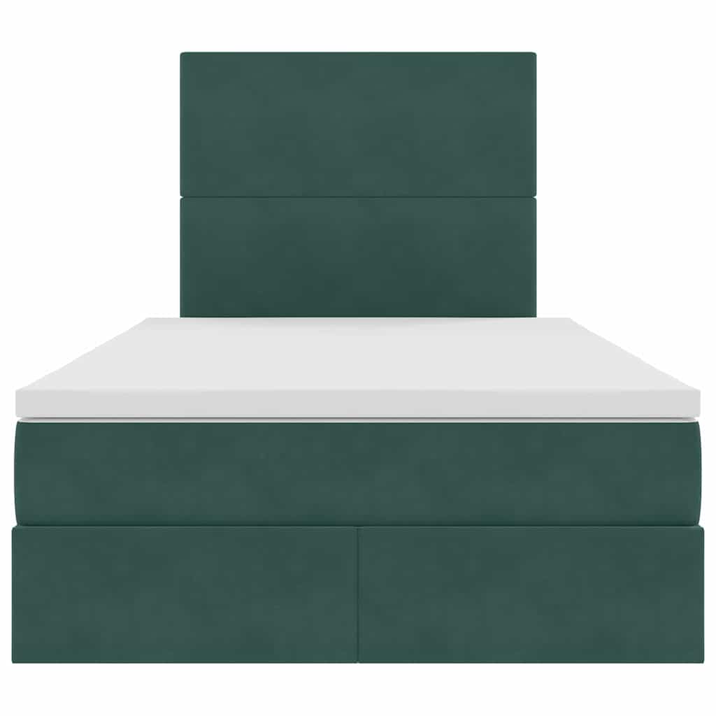 Letto con contenitore e LED Verde Scuro 120 x 200 cm Velluto
