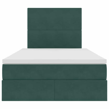 Letto con contenitore e LED Verde Scuro 120 x 200 cm Velluto