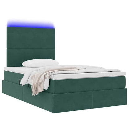 Letto con contenitore e LED Verde Scuro 120 x 200 cm Velluto
