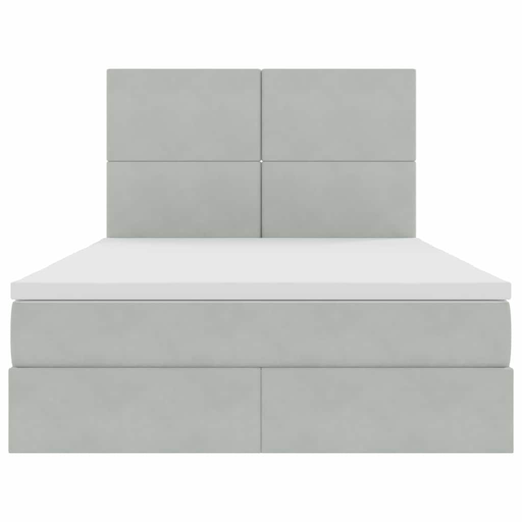 Letto con contenitore e LED Grigio chiaro 140 x 190 cm Velluto