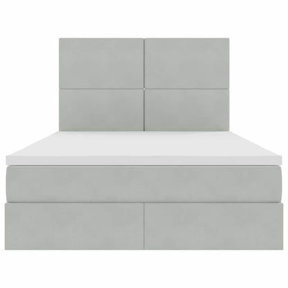 Letto con contenitore e LED Grigio chiaro 140 x 190 cm Velluto