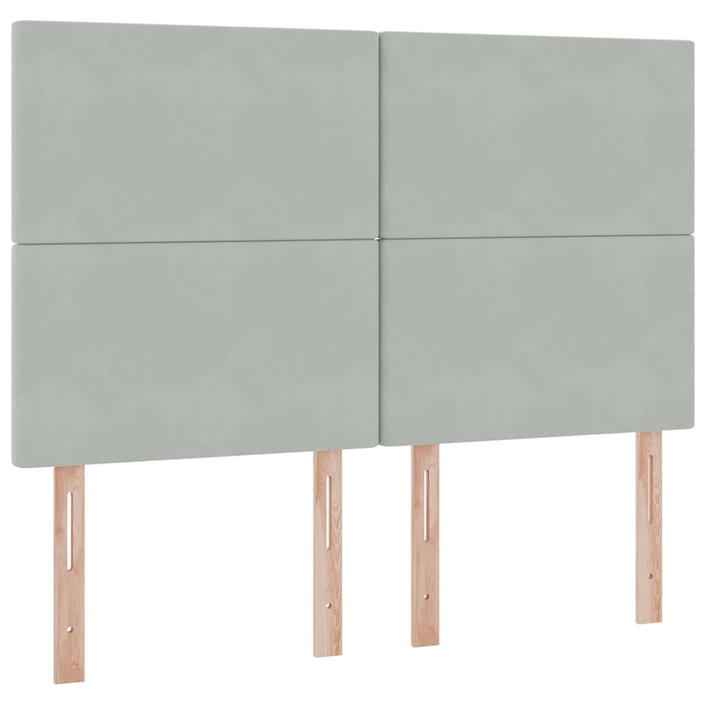 Letto con contenitore e LED Grigio chiaro 140 x 190 cm Velluto