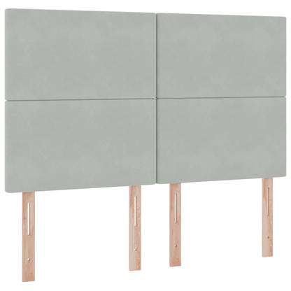 Letto con contenitore e LED Grigio chiaro 140 x 190 cm Velluto