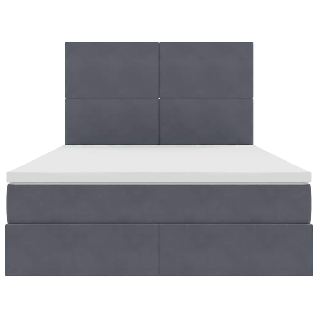 Letto con contenitore e LED Grigio scuro 140 x 190 cm Velluto