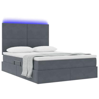 Letto con contenitore LED e materasso Grigio Scuro 140 x 190 cm | homemem39