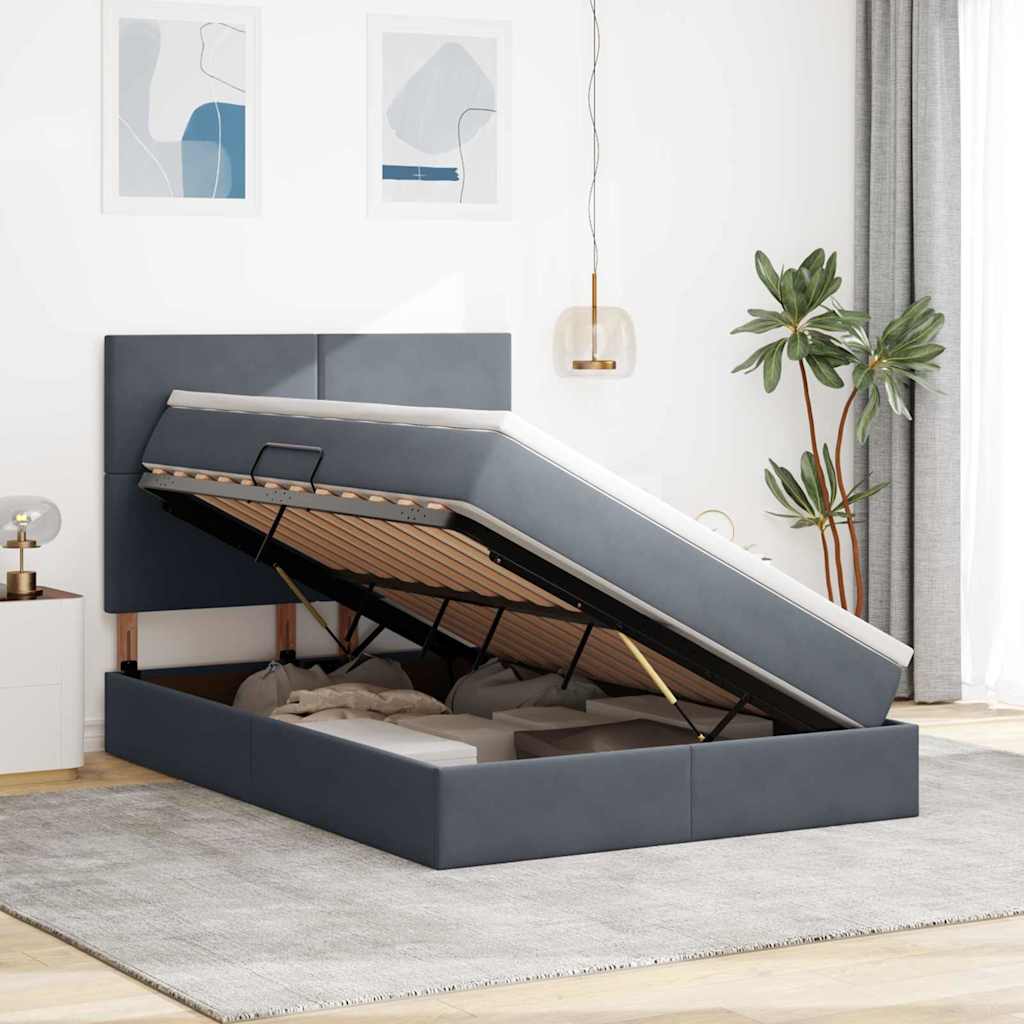 Letto con contenitore LED e materasso Grigio Scuro 140 x 200 cm | homemem39