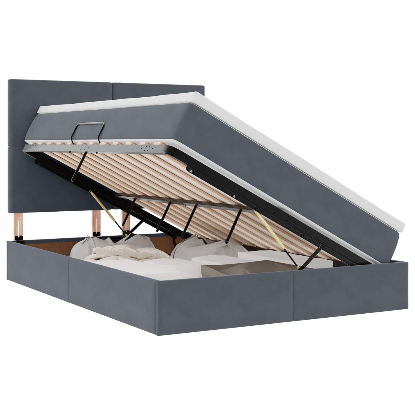 Letto con contenitore LED e materasso Grigio Scuro 140 x 200 cm | homemem39