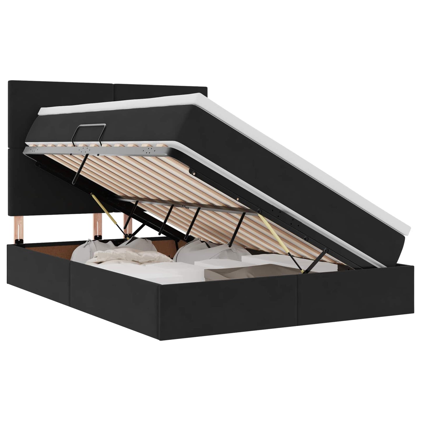 Letto con contenitore LED e materasso Nero 140 x 200 cm Velluto | homemem39
