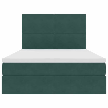 Letto con contenitore e LED Verde Scuro 140 x 200 cm Velluto