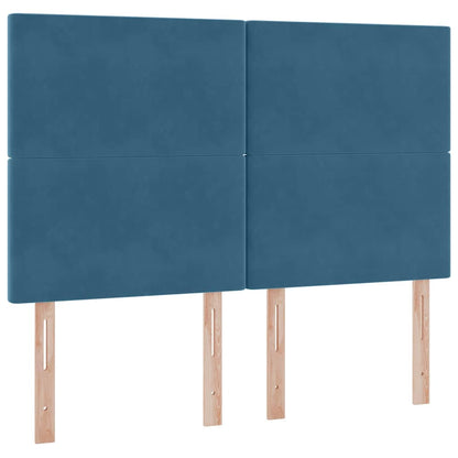 Letto con contenitore e LED Blu Scuro 140 x 200 cm Velluto