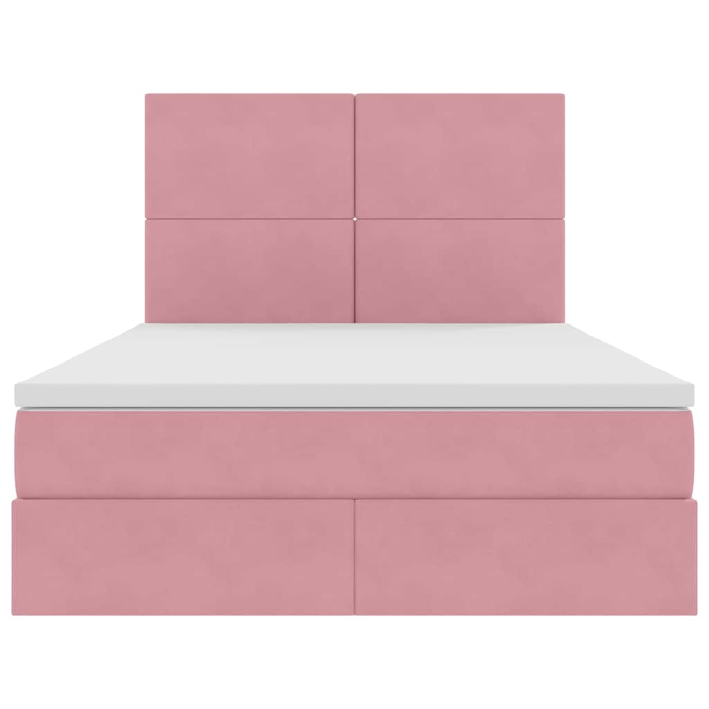 Letto con contenitore e LED Rosa 140 x 200 cm Velluto