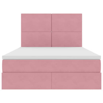 Letto con contenitore e LED Rosa 140 x 200 cm Velluto