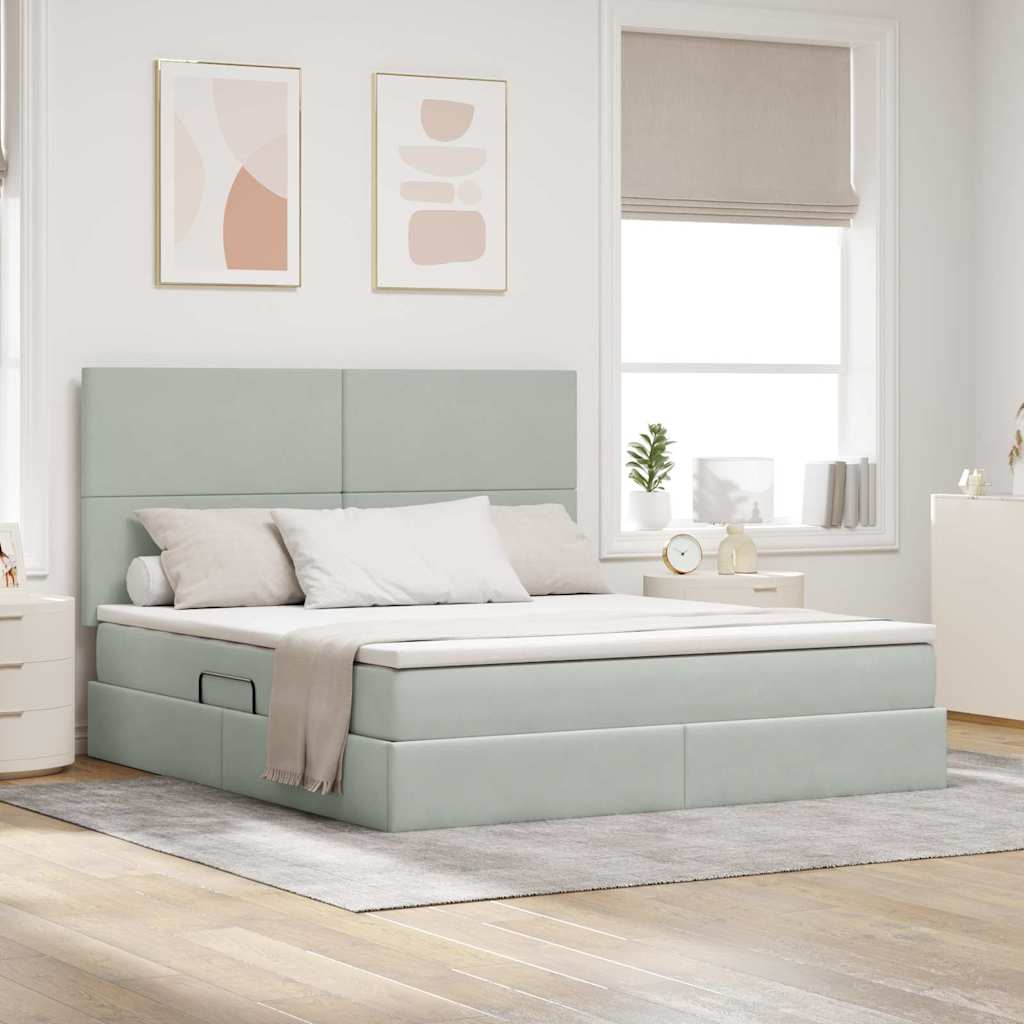 Letto con contenitore LED e materasso Grigio Chiaro | homemem39