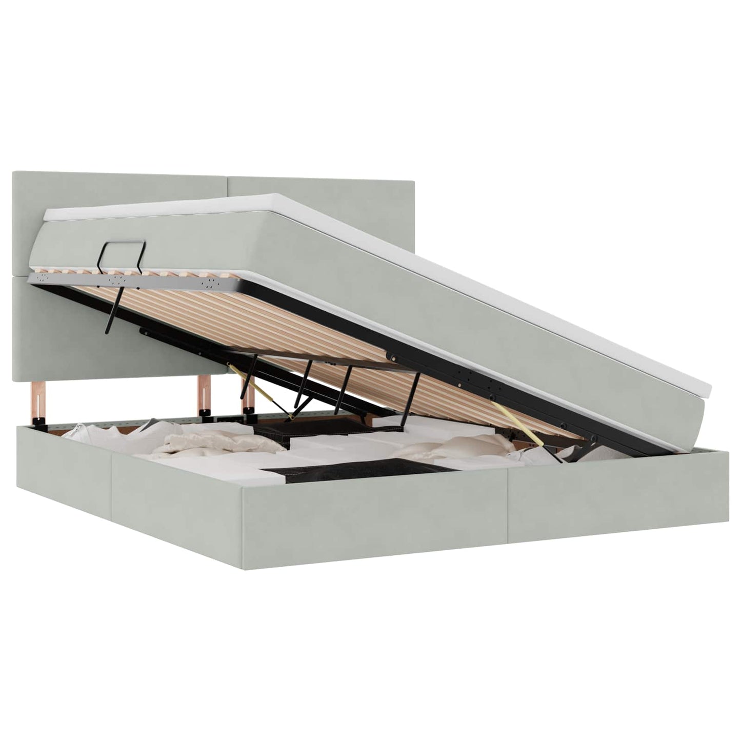 Letto con contenitore LED e materasso Grigio Chiaro | homemem39
