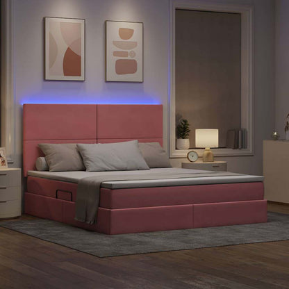 Letto con contenitore LED e materasso Rosa 160 x 200 cm Velluto | homemem39