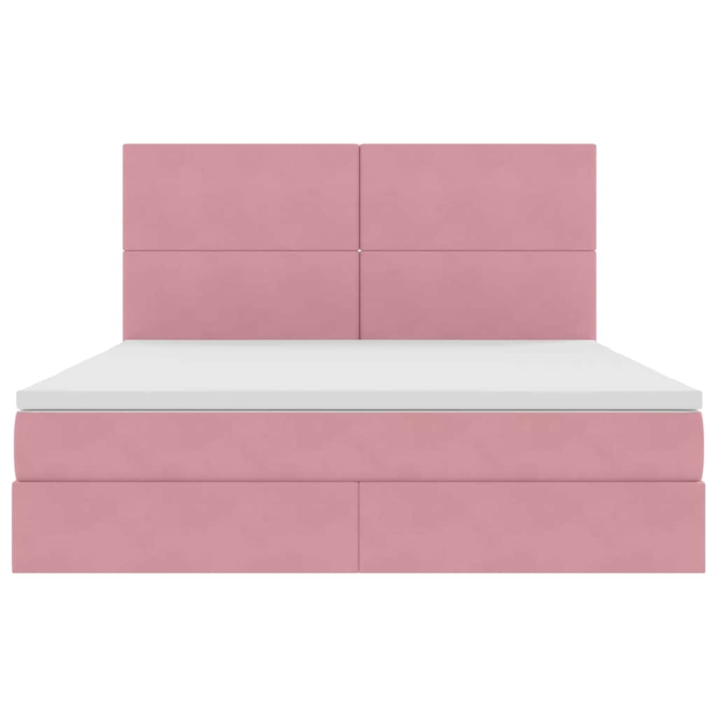 Letto con contenitore LED e materasso Rosa 160 x 200 cm Velluto | homemem39