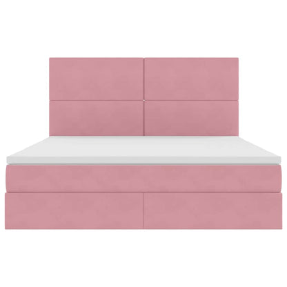Letto con contenitore LED e materasso Rosa 160 x 200 cm Velluto | homemem39