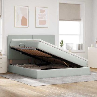 Letto con contenitore e LED Grigio chiaro 180 x 200 cm Velluto
