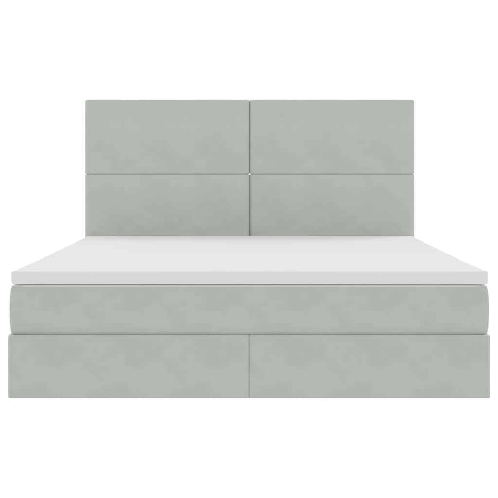 Letto con contenitore e LED Grigio chiaro 180 x 200 cm Velluto