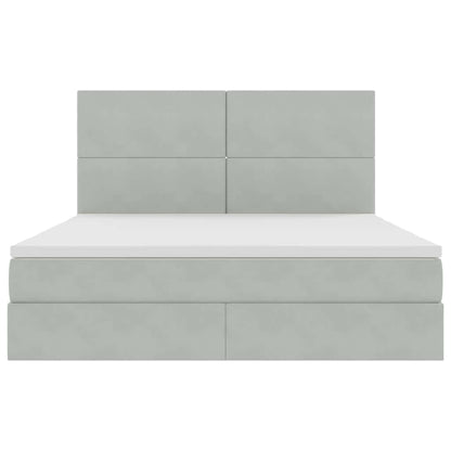Letto con contenitore e LED Grigio chiaro 180 x 200 cm Velluto