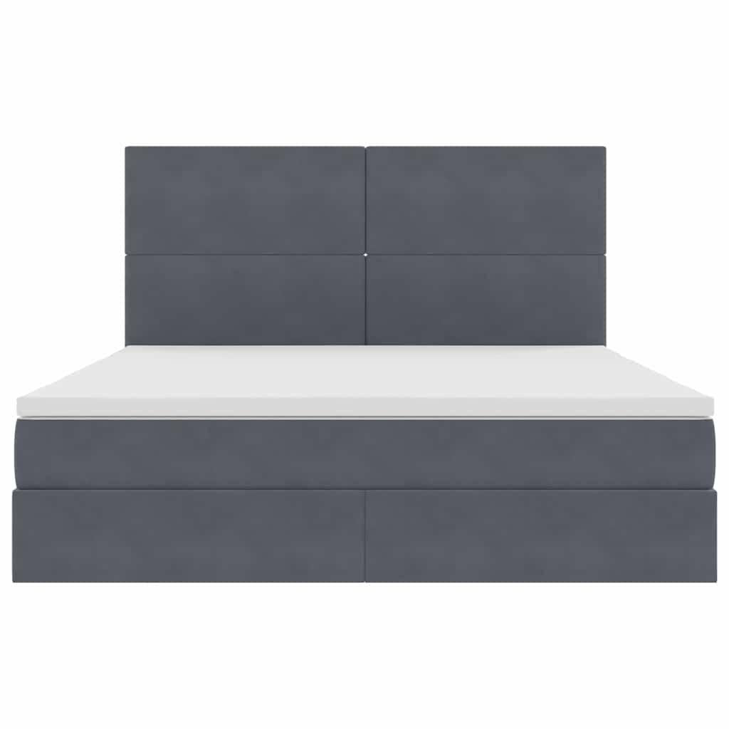 Letto con contenitore e LED Grigio scuro 180 x 200 cm Velluto