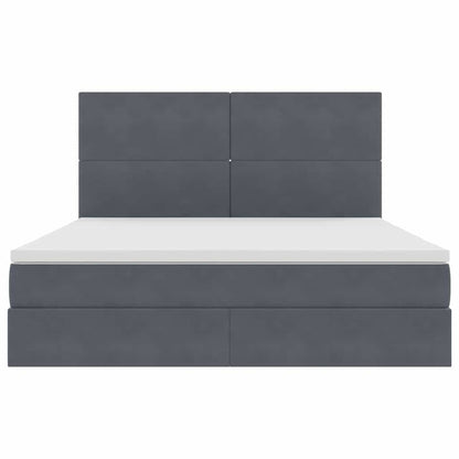 Letto con contenitore e LED Grigio scuro 180 x 200 cm Velluto