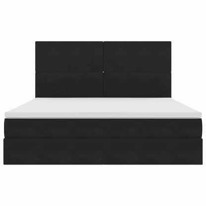 Letto con contenitore e LED Nero 180 x 200 cm Velluto