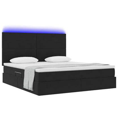 Letto con contenitore e LED Nero 180 x 200 cm Velluto