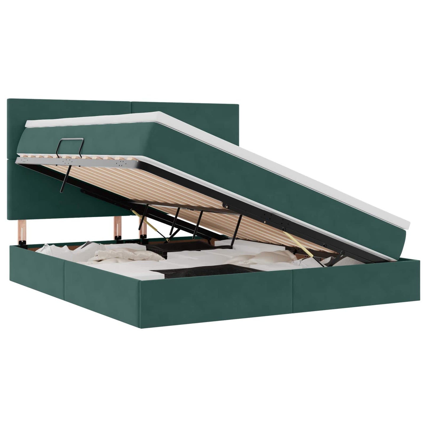 Letto con contenitore LED e materasso Verde Scuro 180 x 200 cm | homemem39