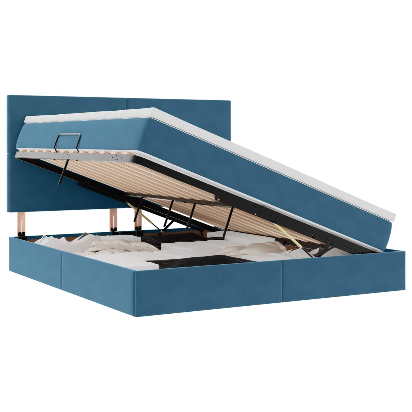 Letto con contenitore e LED Blu Scuro 180 x 200 cm Velluto