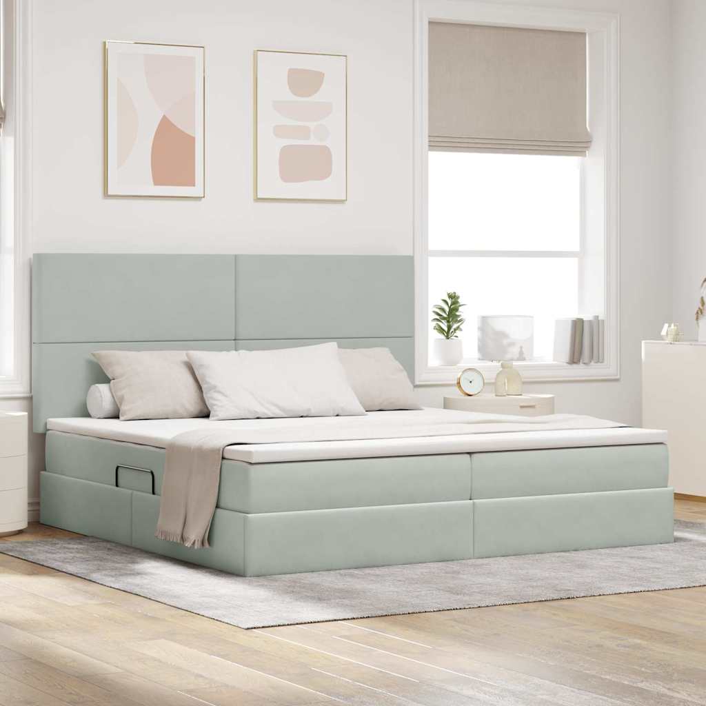 Letto con contenitore LED e materasso Grigio Chiaro | homemem39