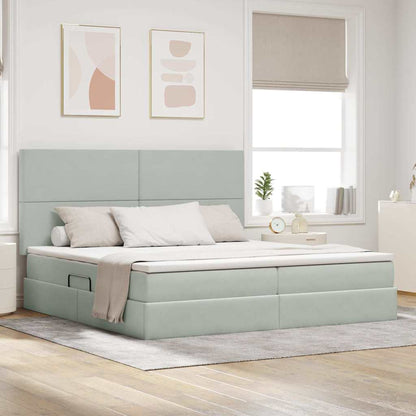 Letto con contenitore LED e materasso Grigio Chiaro | homemem39