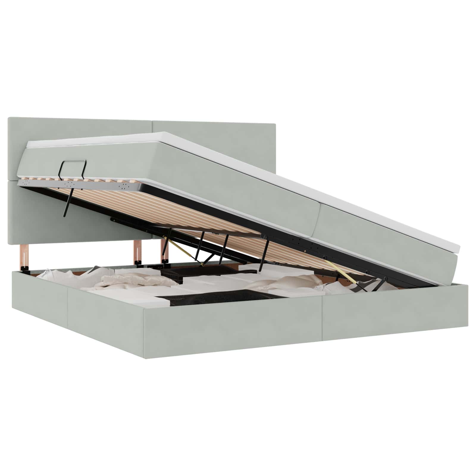 Letto con contenitore LED e materasso Grigio Chiaro | homemem39